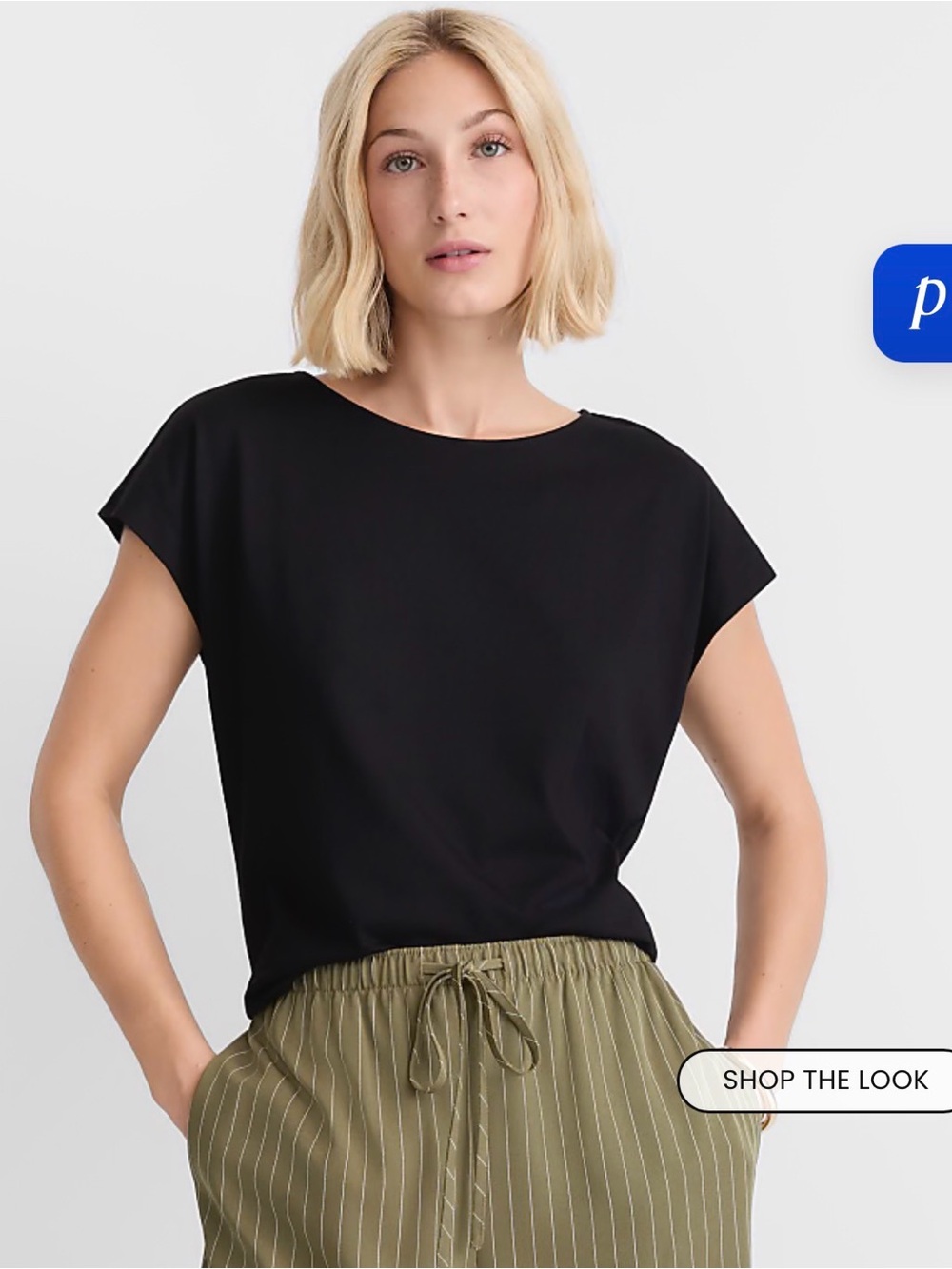 LOFT Black Short Sleeve Boxy Tee